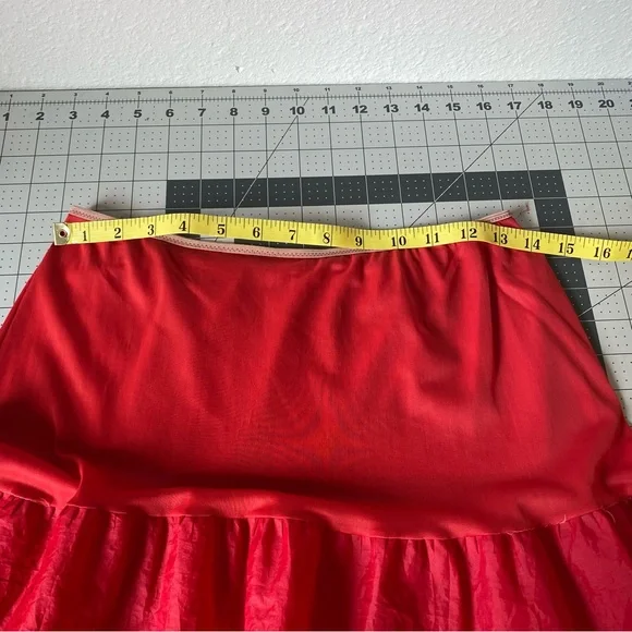 Vintage Red Petticoat w/ black embroidery Halloween costume square dance - Picture 6 of 7